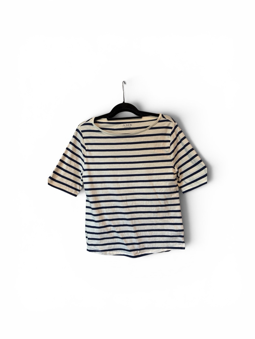 J. Crew Cream and Navy Striped Short Sleeve Tee